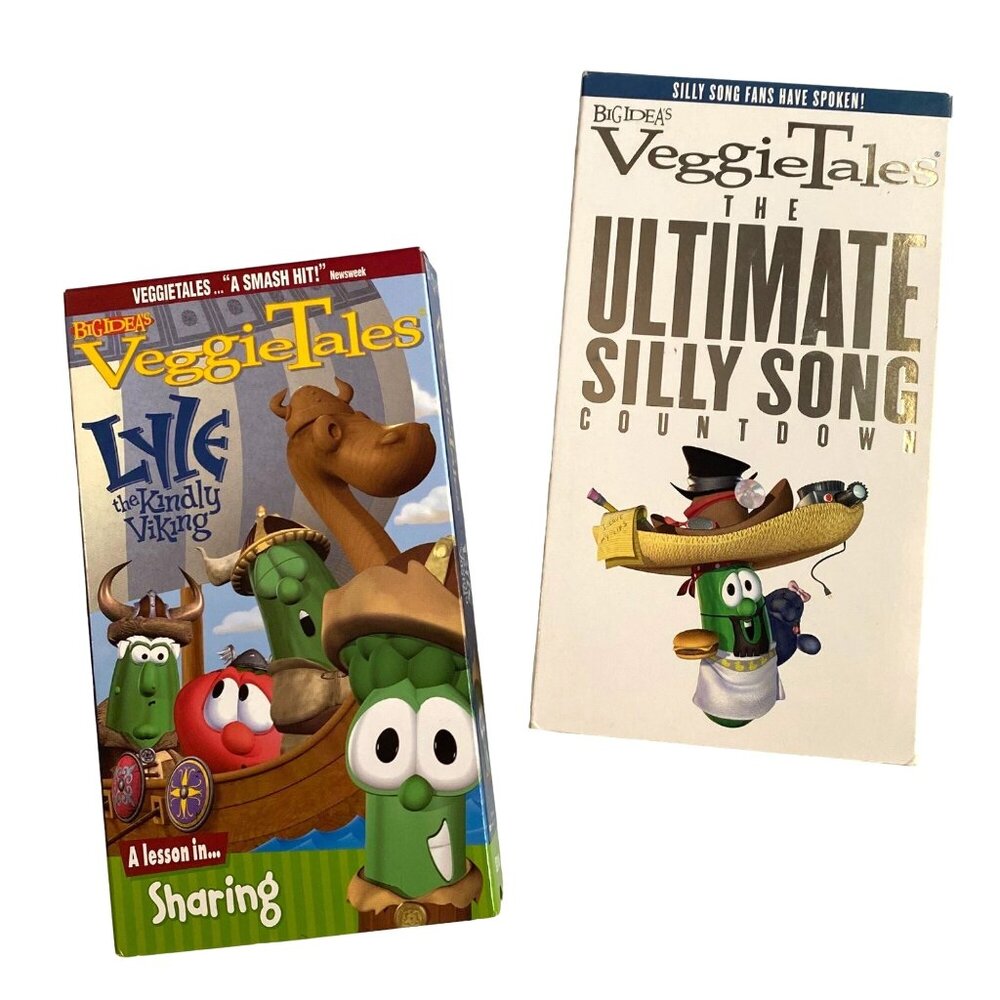 Veggie Tales VHS Lot of 2 Lyle the Kindly Viking Ultimate Silly Song‎ Countdown